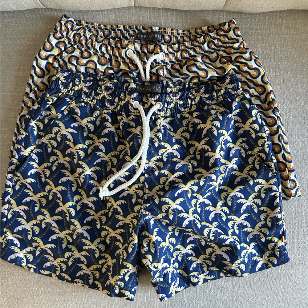 Far Afield Blue and Multicolor Swim Trunks